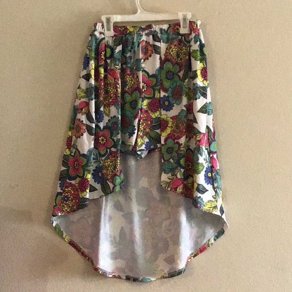 Big girls 14/16 floral skirt shorts high low